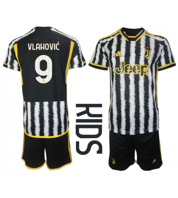 Juventus Dusan Vlahovic #9 Hjemmebanesæt Børn 2023-24 Kort ærmer (+ korte bukser)